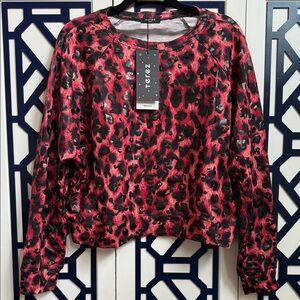 Terez Red/Black leopard print top, NWT